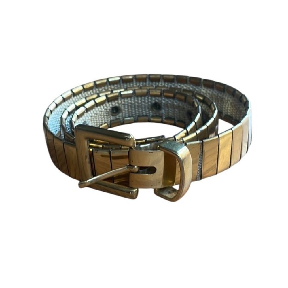 70s 80s Vintage Gold Block Chain Stretchy Belt Small
